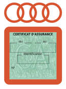 Porte Vignette Assurance Pare Brise Voiture Pour Audi | Étui Simple Pochette Adhésive Autocollant Sticker Orange
