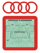 Porte Vignette Assurance Pare Brise Voiture Pour Audi | Étui Simple Pochette Adhésive Autocollant Sticker Rouge