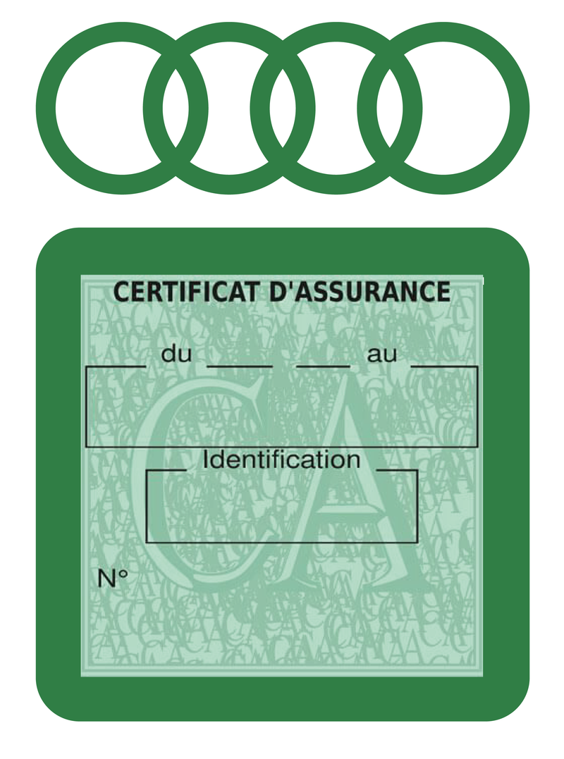 Porte Vignette Assurance Pare Brise Voiture Pour Audi | Étui Simple Pochette Adhésive Autocollant Sticker Vert