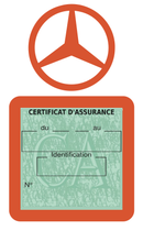 Porte Vignette Assurance Pare Brise Voiture Pour Mercedes-Benz | Étui Simple Pochette Adhésive Autocollant Sticker Orange