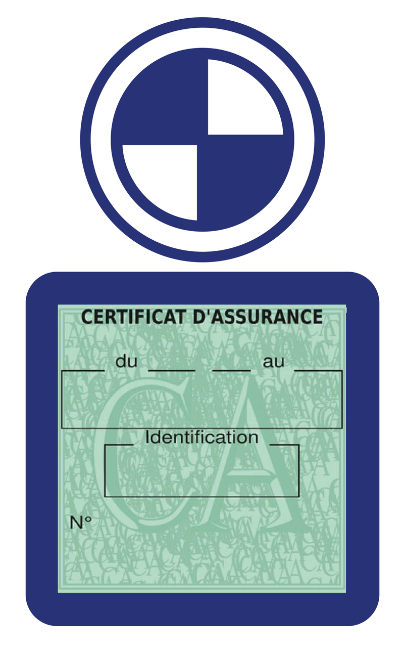 Porte Vignette Assurance Pare Brise Voiture Pour BMW | Étui Simple Pochette Adhésive Autocollant Sticker Bleu