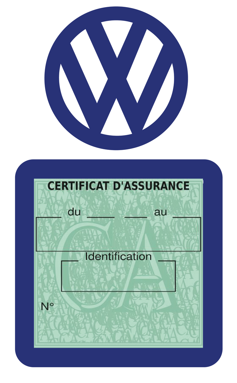 Porte Vignette Assurance Pare Brise Voiture Pour Volkswagen | Étui Simple Pochette Adhésive Autocollant Sticker Bleu