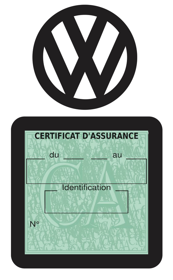 Porte Vignette Assurance Pare Brise Voiture Pour Volkswagen | Étui Simple Pochette Adhésive Autocollant Sticker Noir