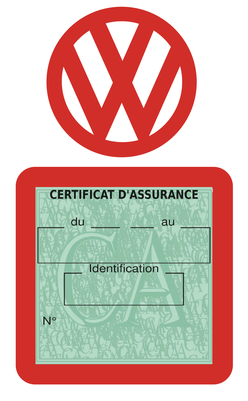 Porte Vignette Assurance Pare Brise Voiture Pour Volkswagen | Étui Simple Pochette Adhésive Autocollant Sticker Rouge