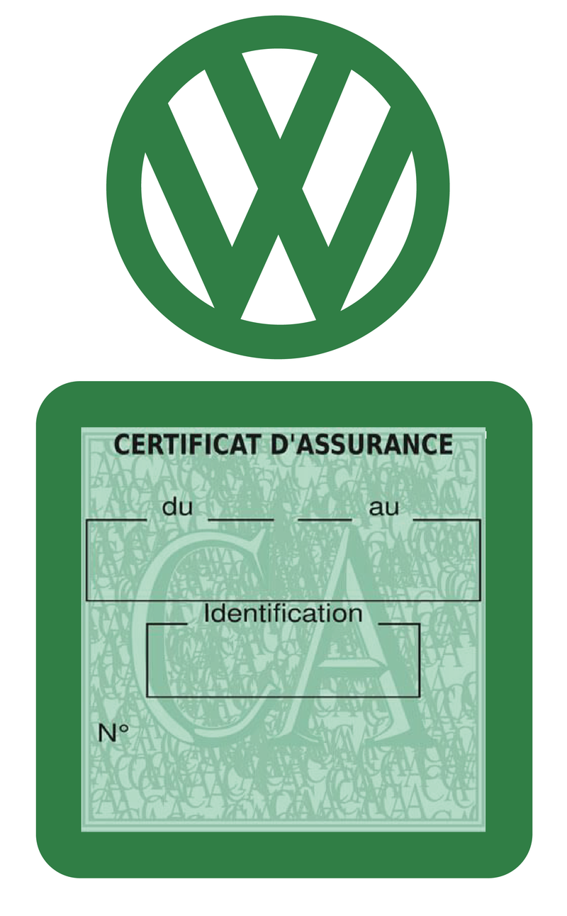 Porte Vignette Assurance Pare Brise Voiture Pour Volkswagen | Étui Simple Pochette Adhésive Autocollant Sticker Vert