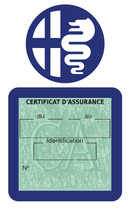Porte Vignette Assurance Pare Brise Voiture Pour Alfa Romeo | Étui Simple Pochette Adhésive Autocollant Sticker Bleu