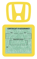Porte Vignette Assurance Pare Brise Voiture Pour Honda | Étui Simple Pochette Adhésive Autocollant Sticker Jaune