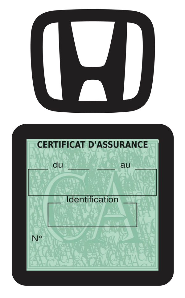 Porte Vignette Assurance Pare Brise Voiture Pour Honda | Étui Simple Pochette Adhésive Autocollant Sticker Noir