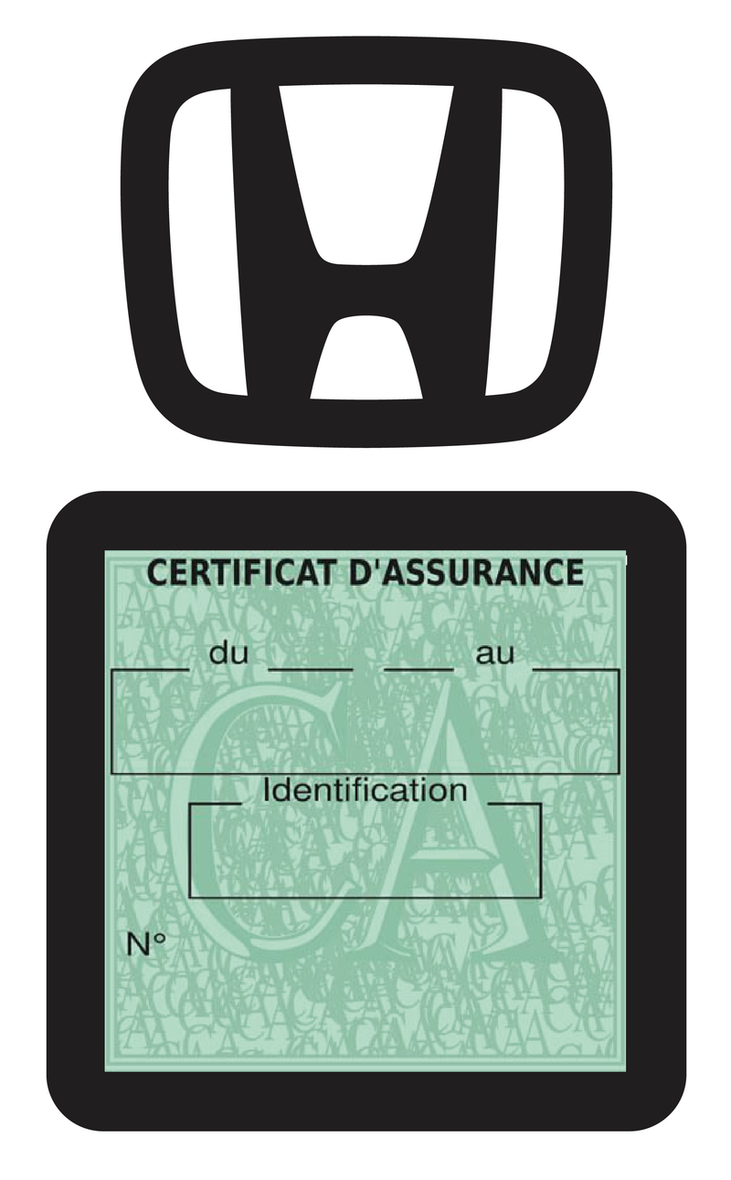 Porte Vignette Assurance Pare Brise Voiture Pour Honda | Étui Simple Pochette Adhésive Autocollant Sticker Noir
