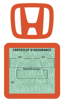 Porte Vignette Assurance Pare Brise Voiture Pour Honda | Étui Simple Pochette Adhésive Autocollant Sticker Orange