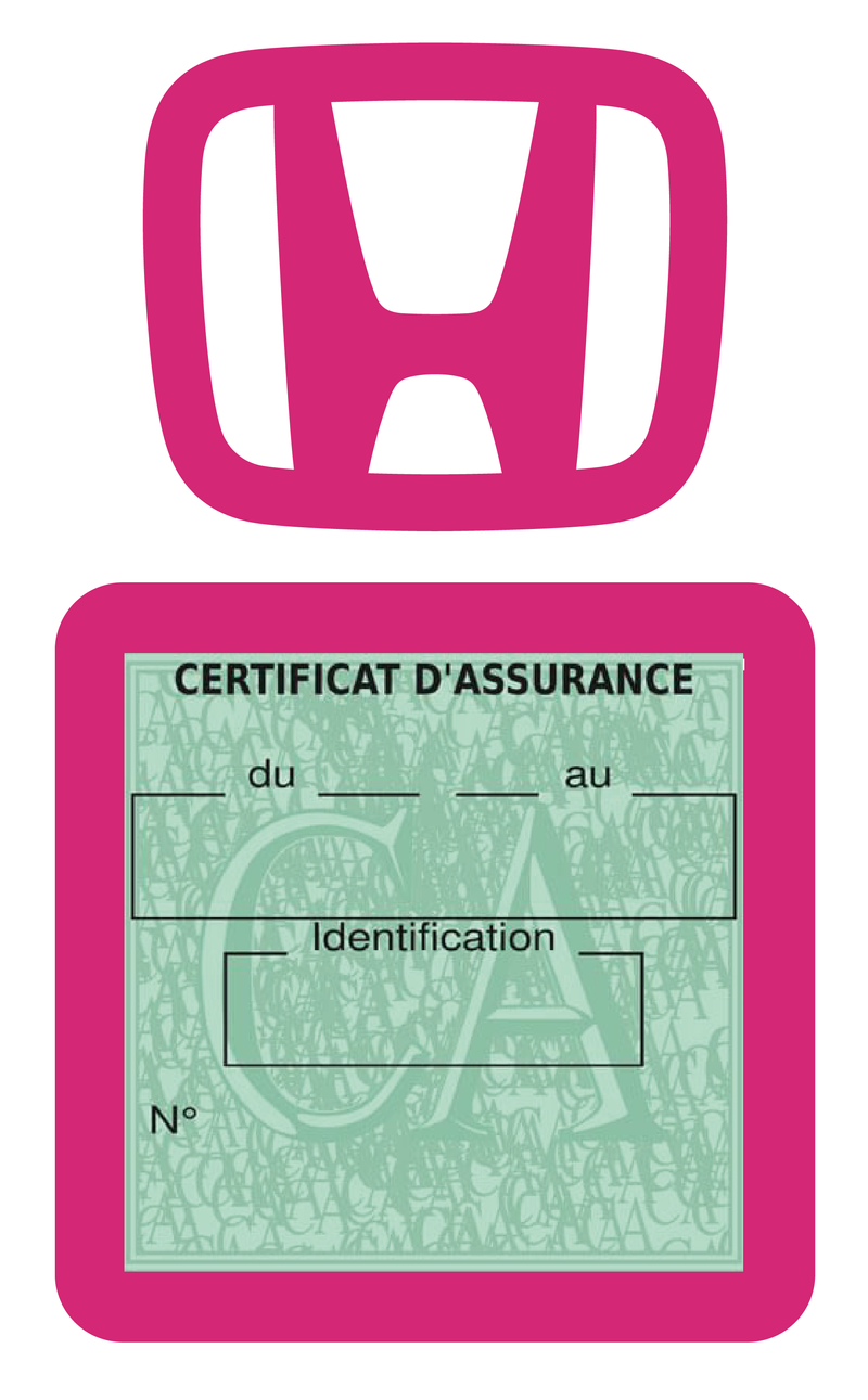 Porte Vignette Assurance Pare Brise Voiture Pour Honda | Étui Simple Pochette Adhésive Autocollant Sticker Rose