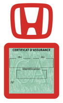 Porte Vignette Assurance Pare Brise Voiture Pour Honda | Étui Simple Pochette Adhésive Autocollant Sticker Rouge