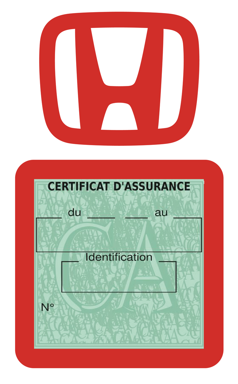Porte Vignette Assurance Pare Brise Voiture Pour Honda | Étui Simple Pochette Adhésive Autocollant Sticker Rouge