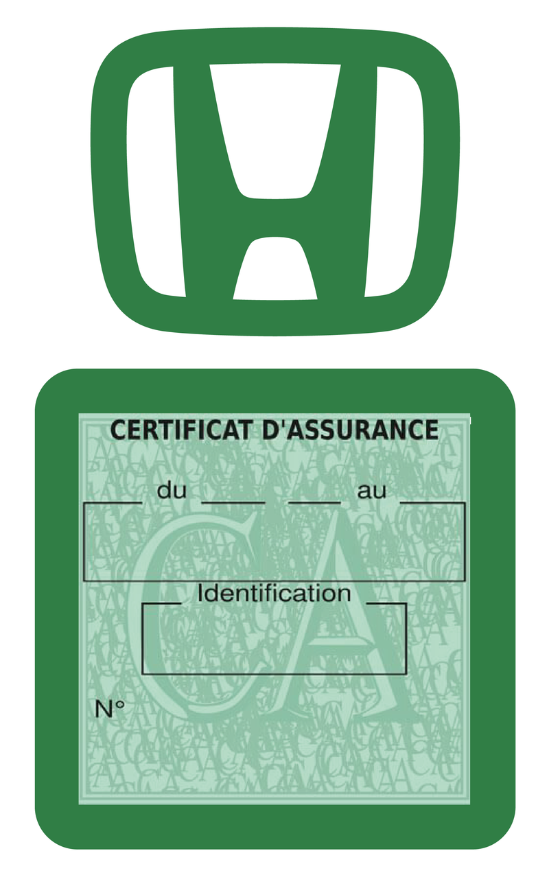 Porte Vignette Assurance Pare Brise Voiture Pour Honda | Étui Simple Pochette Adhésive Autocollant Sticker Vert