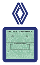 Porte Vignette Assurance Pare Brise Voiture Pour Renault | Étui Simple Pochette Adhésive Autocollant Sticker Bleu