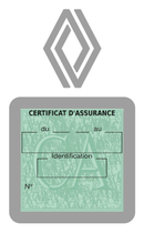 Porte Vignette Assurance Pare Brise Voiture Pour Renault | Étui Simple Pochette Adhésive Autocollant Sticker Gris