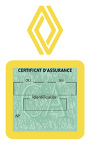 Porte Vignette Assurance Pare Brise Voiture Pour Renault | Étui Simple Pochette Adhésive Autocollant Sticker Jaune