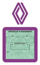 Porte Vignette Assurance Pare Brise Voiture Pour Renault | Étui Simple Pochette Adhésive Autocollant Sticker Mauve