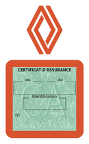 Porte Vignette Assurance Pare Brise Voiture Pour Renault | Étui Simple Pochette Adhésive Autocollant Sticker Orange