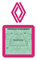 Porte Vignette Assurance Pare Brise Voiture Pour Renault | Étui Simple Pochette Adhésive Autocollant Sticker Rose