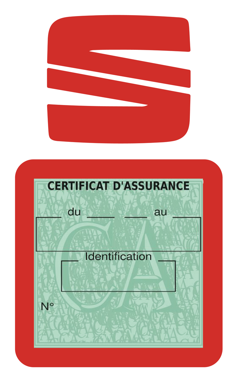 Porte Vignette Assurance Pare Brise Voiture Pour Seat | Étui Simple Pochette Adhésive Autocollant Sticker Rouge