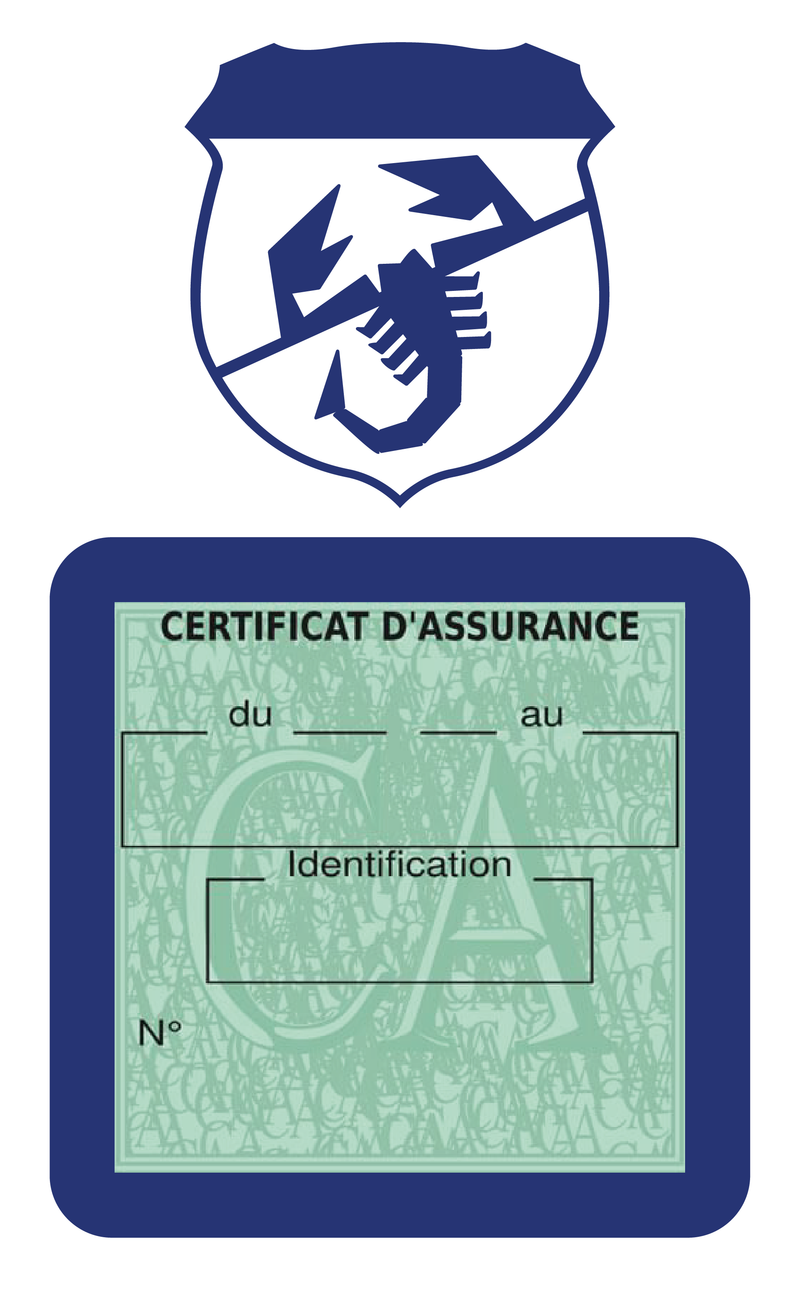 Porte Vignette Assurance Pare Brise Voiture Pour Abarth | Étui Simple Pochette Adhésive Autocollant Sticker Bleu