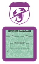 Porte Vignette Assurance Pare Brise Voiture Pour Abarth | Étui Simple Pochette Adhésive Autocollant Sticker Mauve