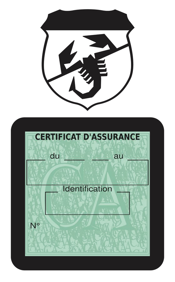 Porte Vignette Assurance Pare Brise Voiture Pour Abarth | Étui Simple Pochette Adhésive Autocollant Sticker Noir