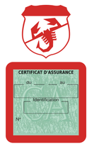 Porte Vignette Assurance Pare Brise Voiture Pour Abarth | Étui Simple Pochette Adhésive Autocollant Sticker Rouge