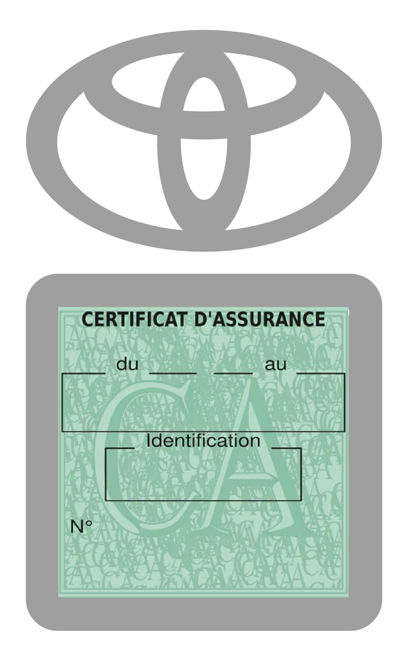 Porte Vignette Assurance Pare Brise Voiture Pour Toyota | Étui Simple Pochette Adhésive Autocollant Sticker Gris
