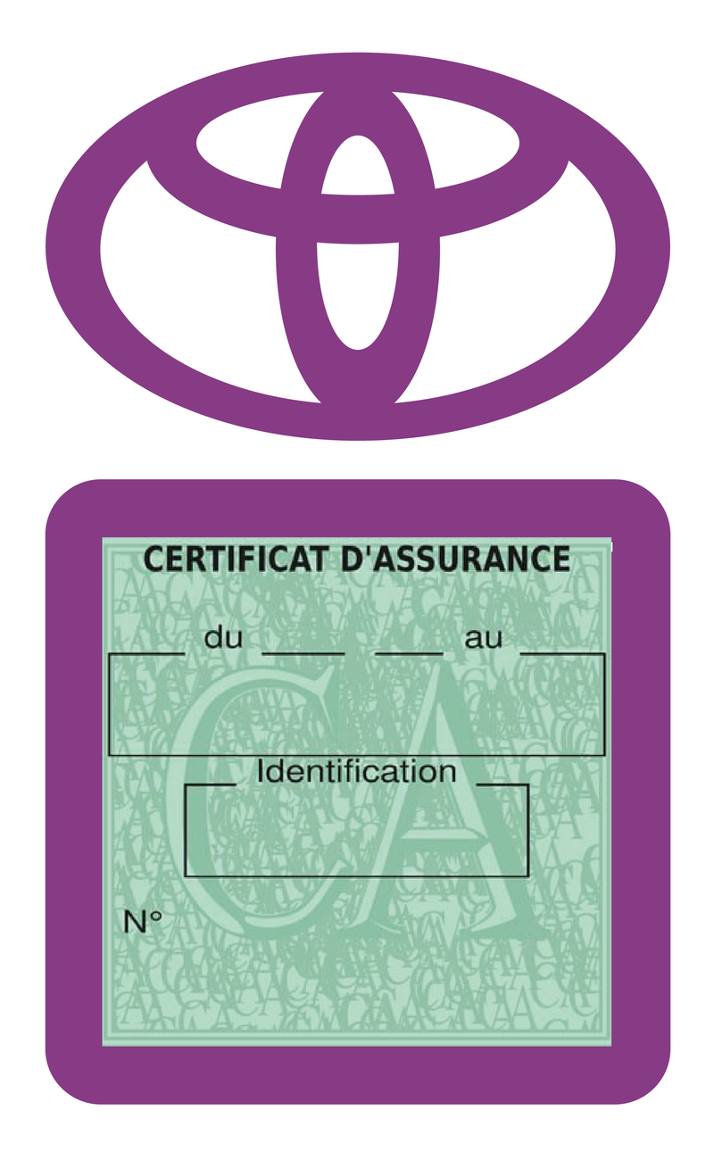 Porte Vignette Assurance Pare Brise Voiture Pour Toyota | Étui Simple Pochette Adhésive Autocollant Sticker Mauve