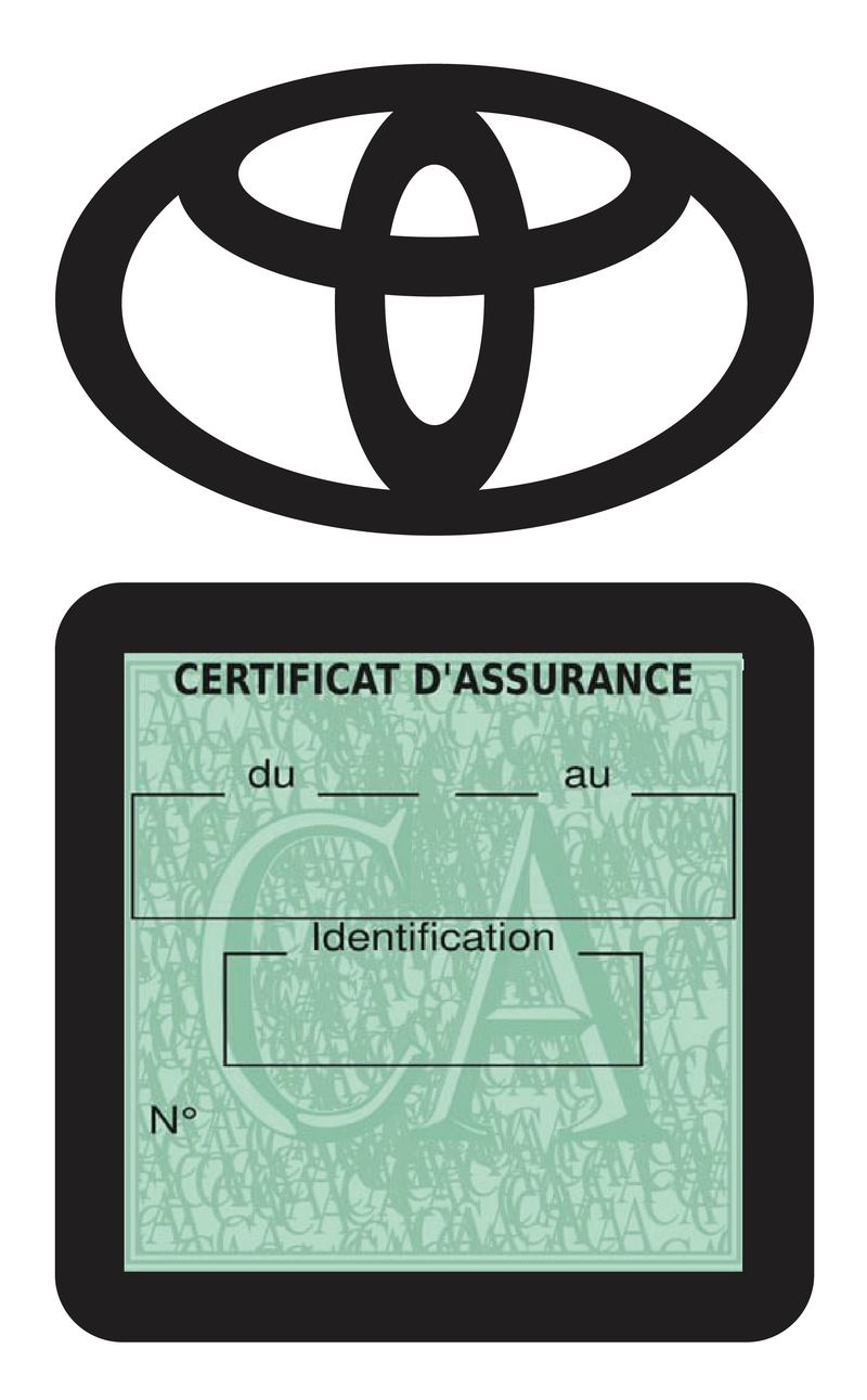 Porte Vignette Assurance Pare Brise Voiture Pour Toyota | Étui Simple Pochette Adhésive Autocollant Sticker Noir