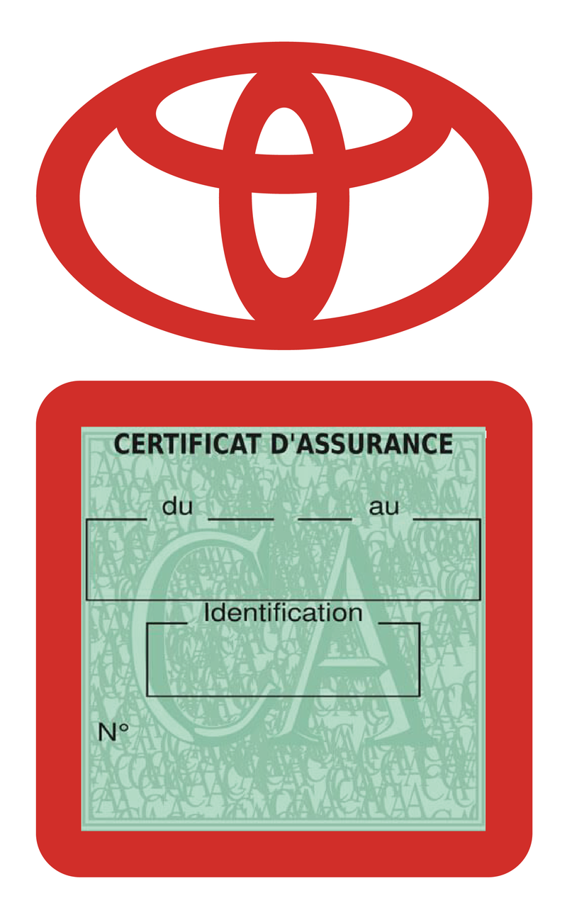 Porte Vignette Assurance Pare Brise Voiture Pour Toyota | Étui Simple Pochette Adhésive Autocollant Sticker Rouge