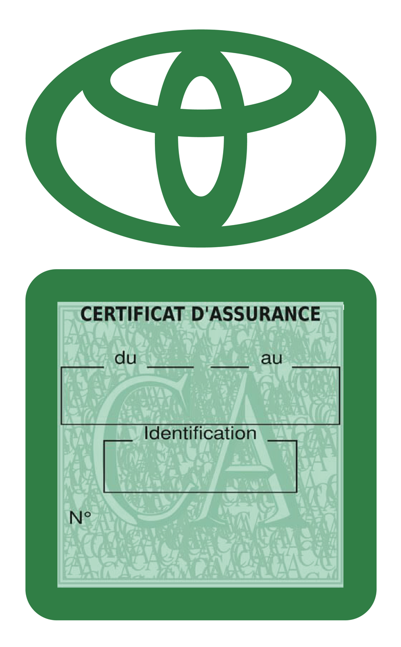 Porte Vignette Assurance Pare Brise Voiture Pour Toyota | Étui Simple Pochette Adhésive Autocollant Sticker Vert