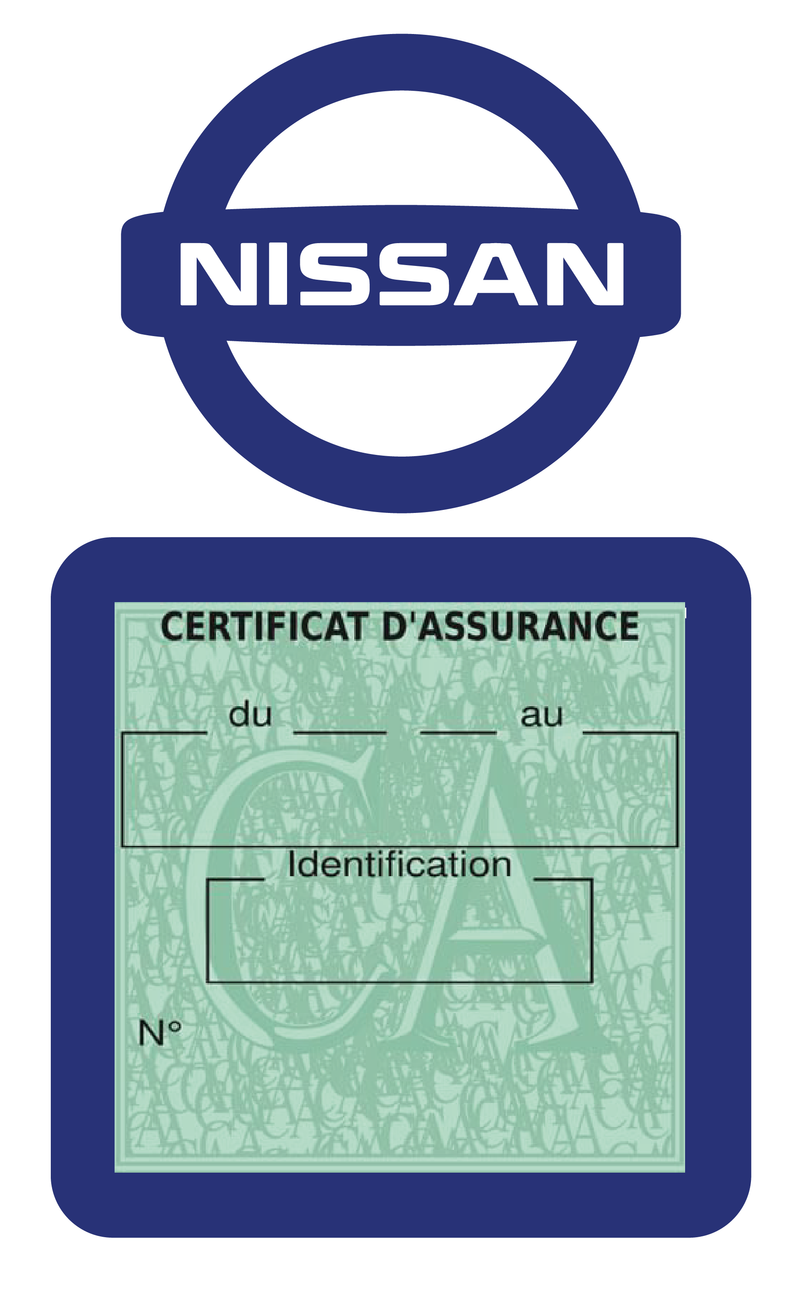 Porte Vignette Assurance Pare Brise Voiture Pour Nissan | Étui Simple Pochette Adhésive Autocollant Sticker Bleu