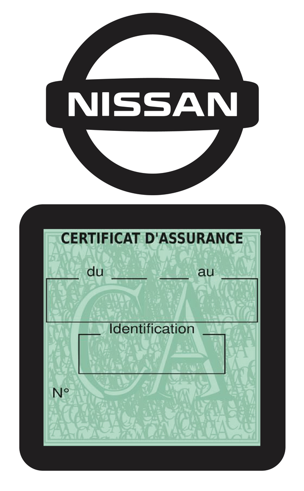 Porte Vignette Assurance Pare Brise Voiture Pour Nissan | Étui Simple Pochette Adhésive Autocollant Sticker Noir