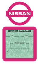 Porte Vignette Assurance Pare Brise Voiture Pour Nissan | Étui Simple Pochette Adhésive Autocollant Sticker Rose