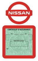 Porte Vignette Assurance Pare Brise Voiture Pour Nissan | Étui Simple Pochette Adhésive Autocollant Sticker Rouge