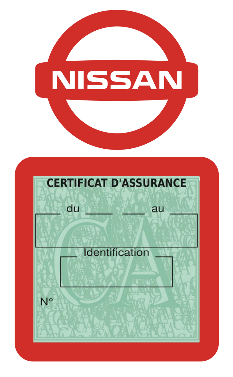 Porte Vignette Assurance Pare Brise Voiture Pour Nissan | Étui Simple Pochette Adhésive Autocollant Sticker Rouge