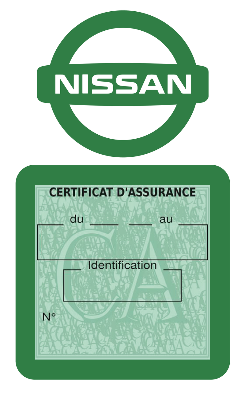 Porte Vignette Assurance Pare Brise Voiture Pour Nissan | Étui Simple Pochette Adhésive Autocollant Sticker Vert