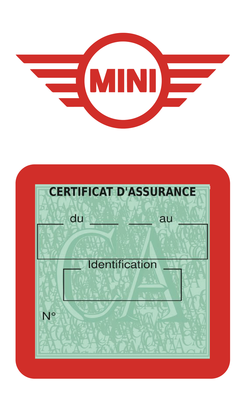 Porte Vignette Assurance Pare Brise Voiture Pour Mini | Étui Simple Pochette Adhésive Autocollant Sticker Rouge