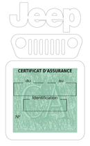 Porte Vignette Assurance Pare Brise Voiture Pour Jeep | Étui Simple Pochette Adhésive Autocollant Sticker Blanc