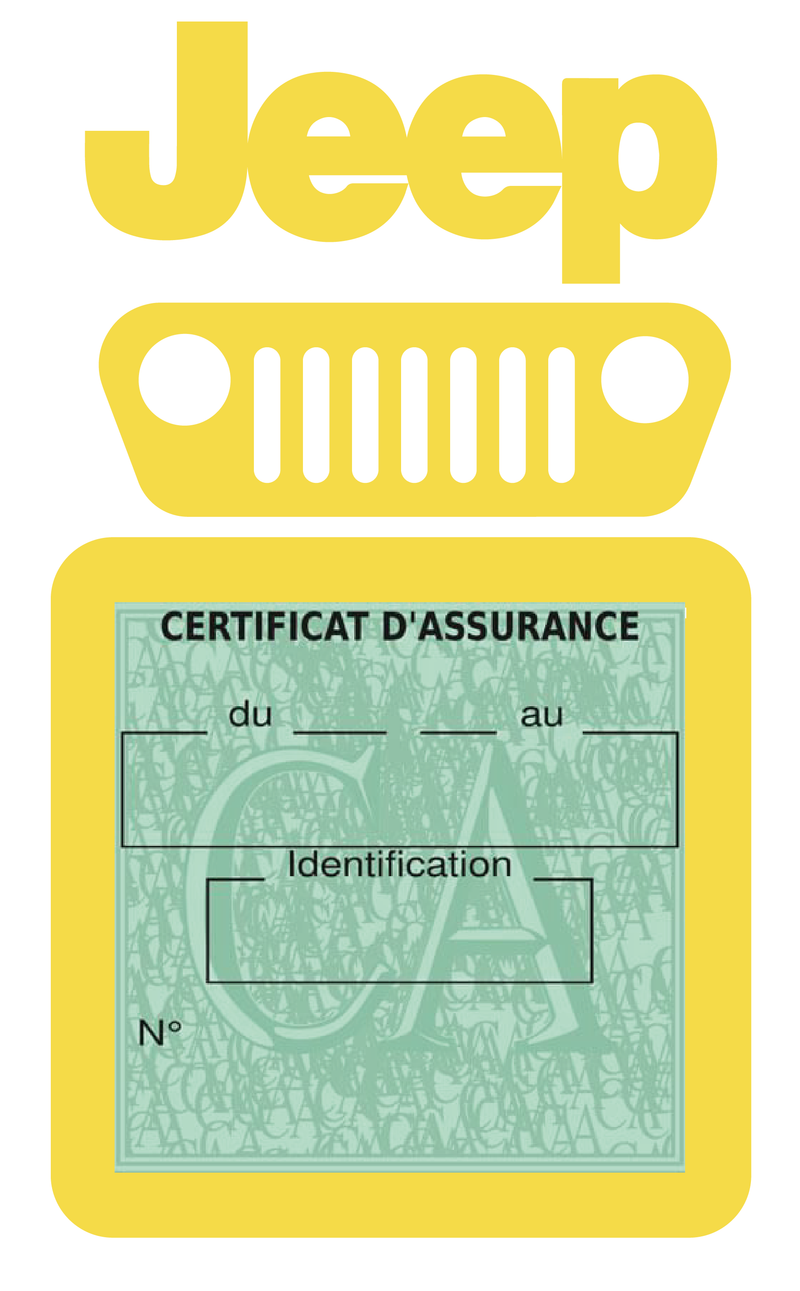 Porte Vignette Assurance Pare Brise Voiture Pour Jeep | Étui Simple  Pochette Adhésive Autocollant Sticker
