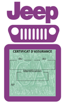 Porte Vignette Assurance Pare Brise Voiture Pour Jeep | Étui Simple Pochette Adhésive Autocollant Sticker Mauve