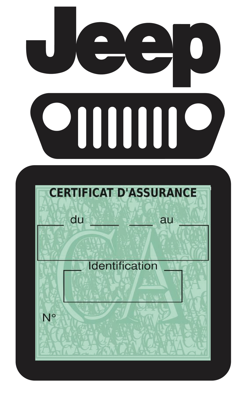 Porte Vignette Assurance Pare Brise Voiture Pour Jeep | Étui Simple  Pochette Adhésive Autocollant Sticker