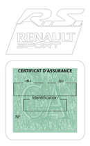 Porte Vignette Assurance Pare Brise Voiture Pour RS Renault Sport | Étui Simple Pochette Adhésive Autocollant Sticker Blanc