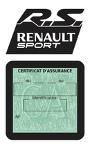 Porte Vignette Assurance Pare Brise Voiture Pour RS Renault Sport | Étui Simple Pochette Adhésive Autocollant Sticker Noir