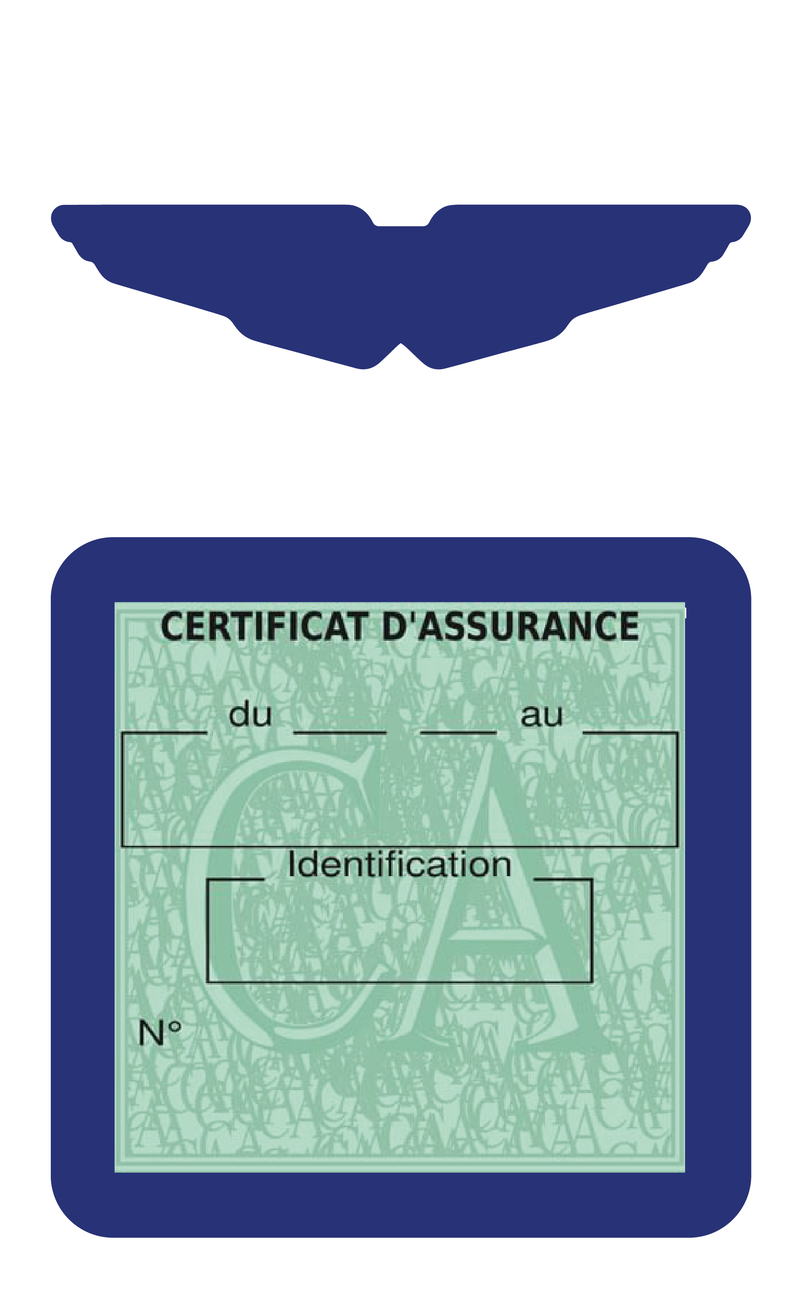 Porte Vignette Assurance Pare Brise Voiture Pour Aston Martin | Étui Simple Pochette Adhésive Autocollant Sticker Bleu