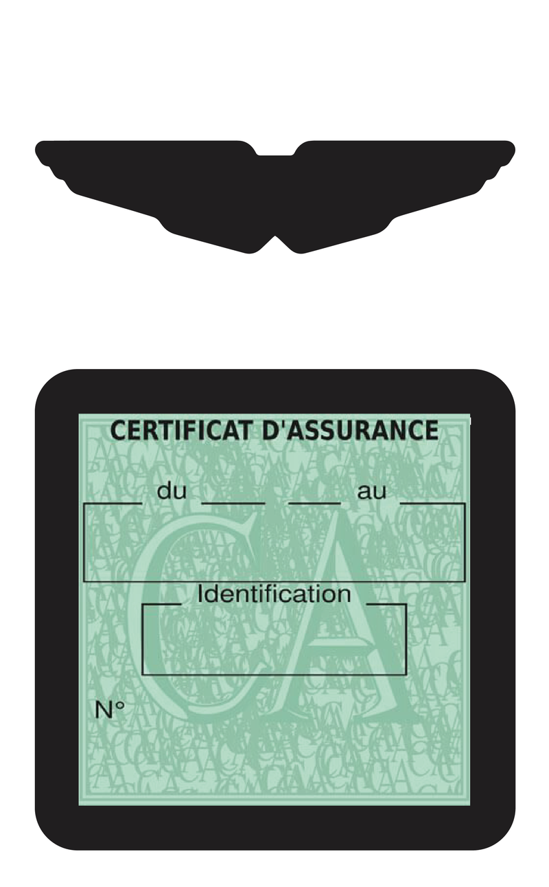 Porte Vignette Assurance Pare Brise Voiture Pour Aston Martin | Étui Simple Pochette Adhésive Autocollant Sticker Noir