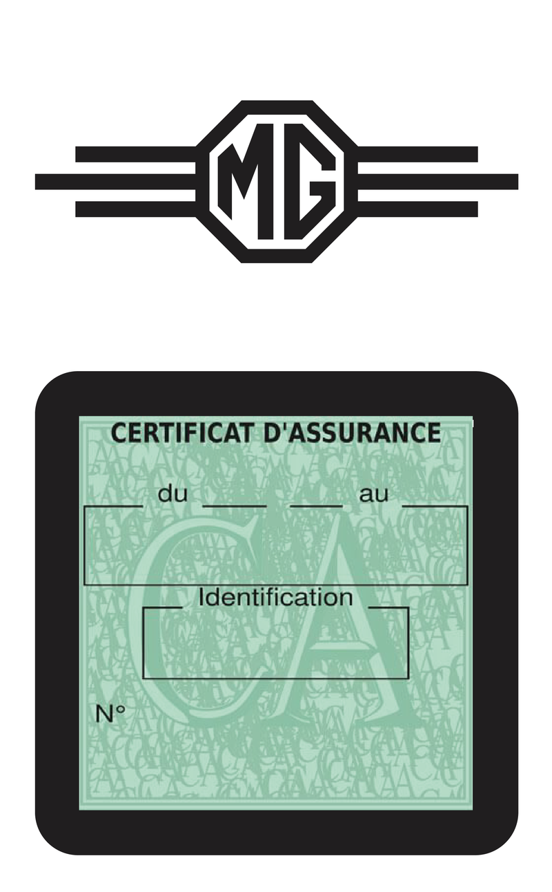 Porte Vignette Assurance Pare Brise Voiture Pour MG | Étui Simple Pochette Adhésive Autocollant Sticker Noir
